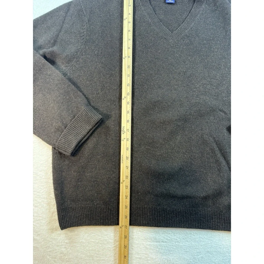 Club‎ Room Lambs Wool Sweater Mens XL Brown V-Neck Marled Old Money Winter Cabin